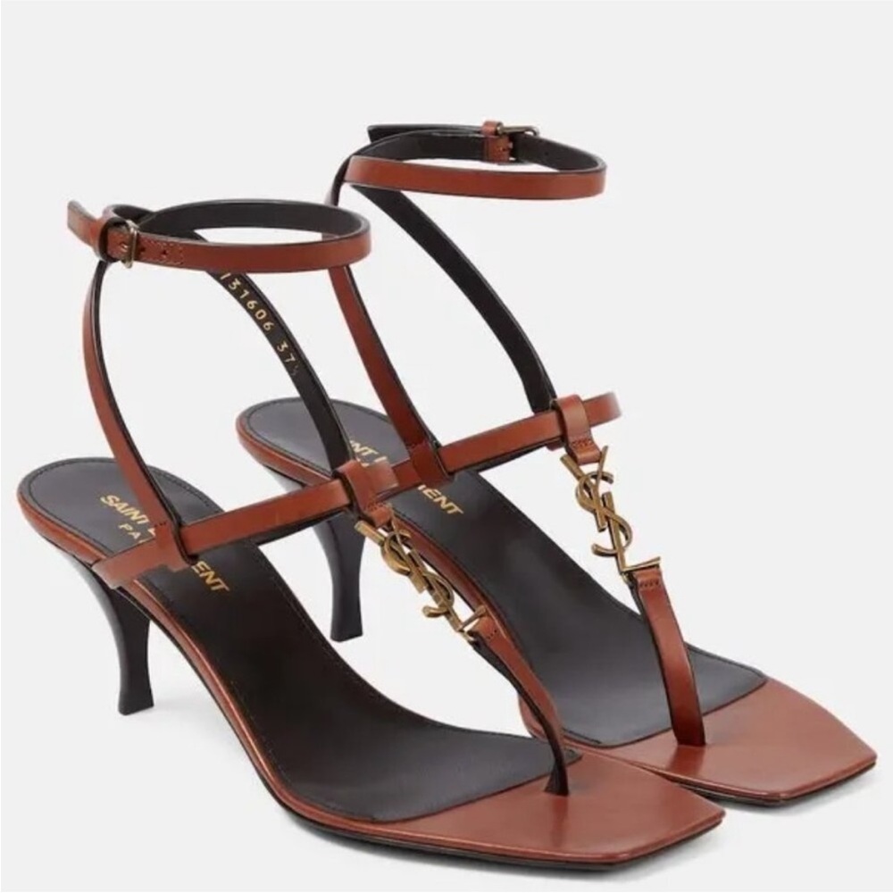 Saint Laurent Tan Strappy Heels